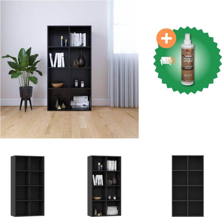 VidaXL Boekenkast 66 x 30 x 130 cm Zwart 8 vakken Bewerkt hout Kast Inclusief Houtreiniger en verfrisser