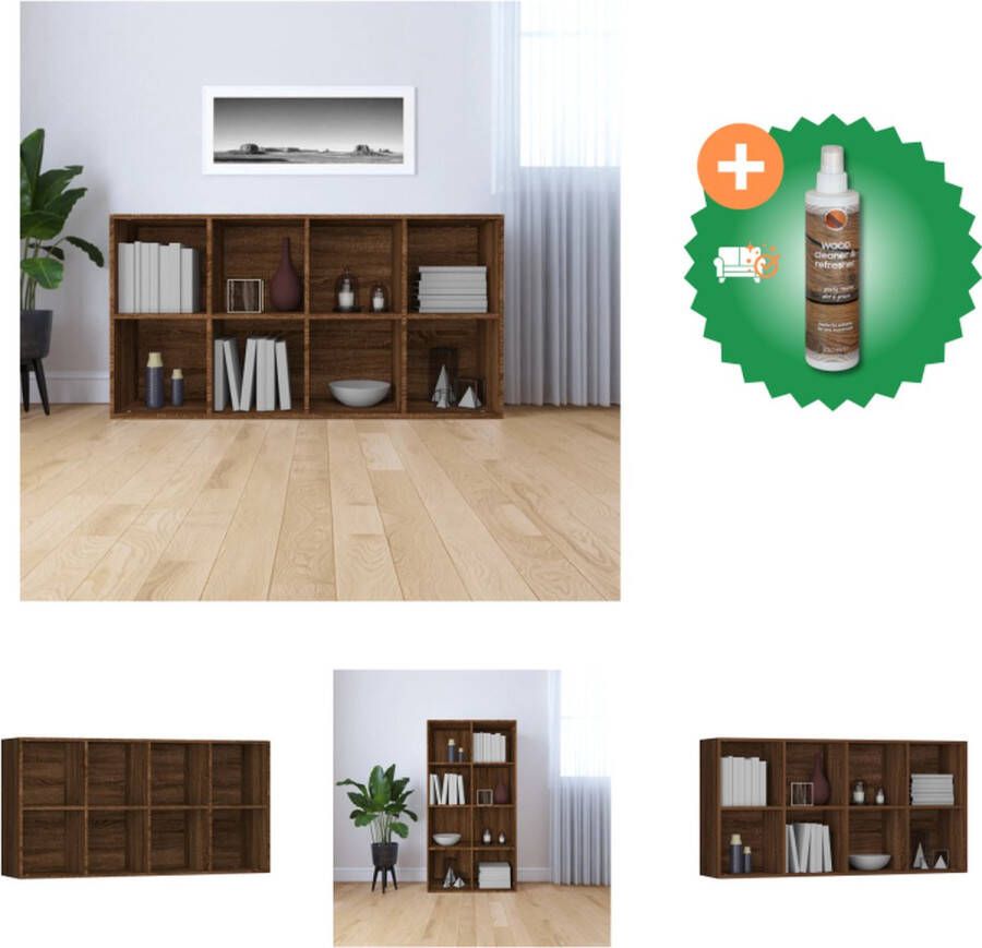 VidaXL Boekenkast 66x30x130 cm bewerkt hout bruineikenkleurig Kast Inclusief Houtreiniger en verfrisser