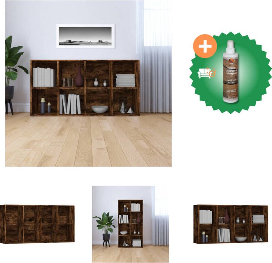 VidaXL Boekenkast 66x30x130 cm bewerkt hout gerookt eikenkleurig Kast Inclusief Houtreiniger en verfrisser