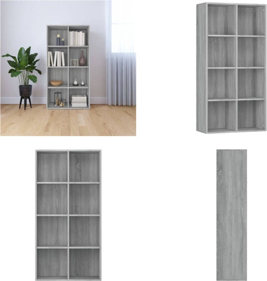 VidaXL Boekenkast 66x30x130 cm bewerkt hout sonoma grijs Boekenkast Boekenkasten Boekenschap Boekenstandaard