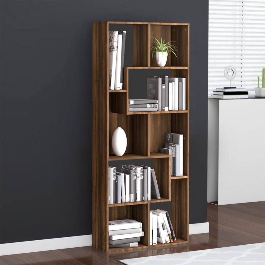 VidaXL -Boekenkast-67x24x161-cm-bewerkt-hout-bruineikenkleurig