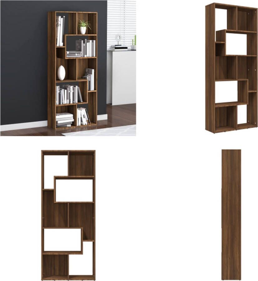 VidaXL Boekenkast 67x24x161 cm bewerkt hout bruineikenkleurig Boekenkast Boekenkasten Boeken Kast Dressoir