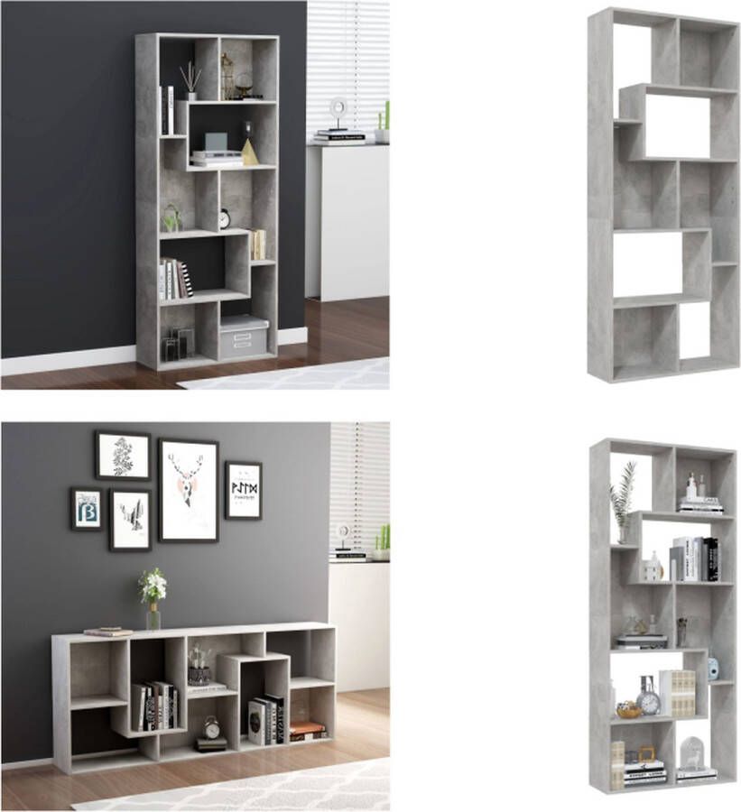 VidaXL Boekenkast 67x24x161 cm spaanplaat betongrijs Boekenkast Boekenkasten Kast Kasten