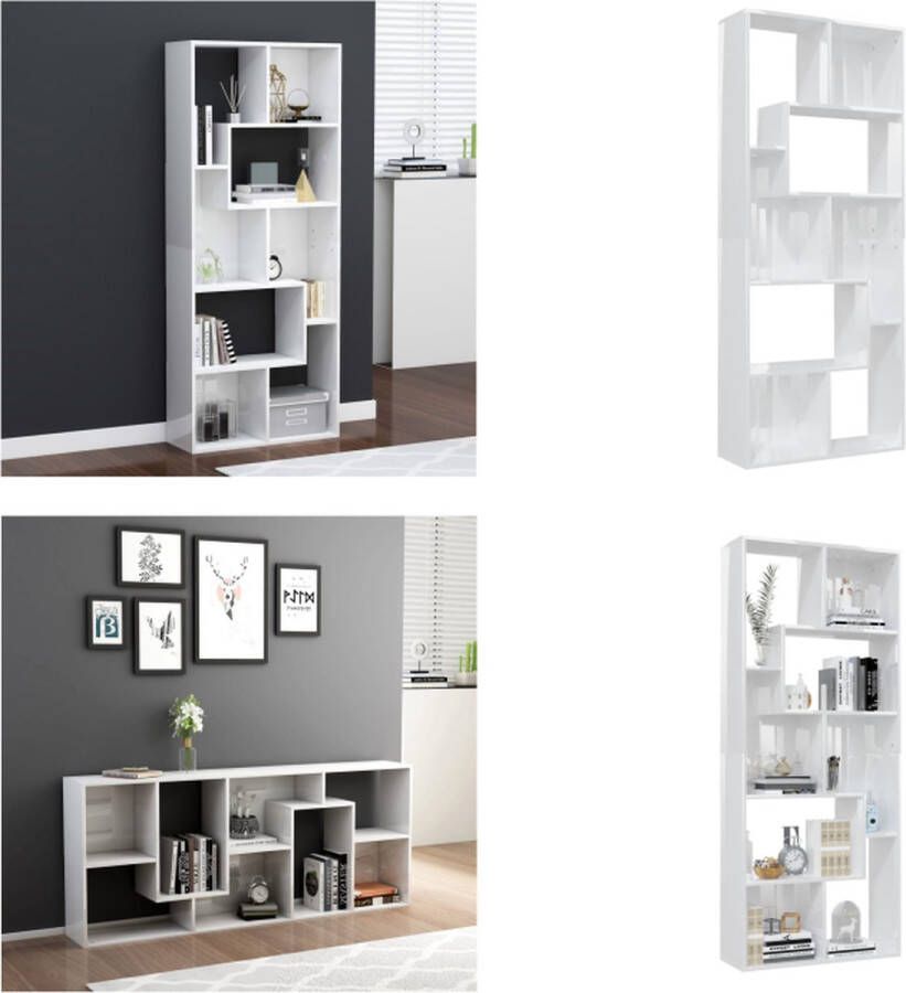 VidaXL Boekenkast 67x24x161 cm spaanplaat hoogglans wit Boekenkast Boekenkasten Kast Kasten