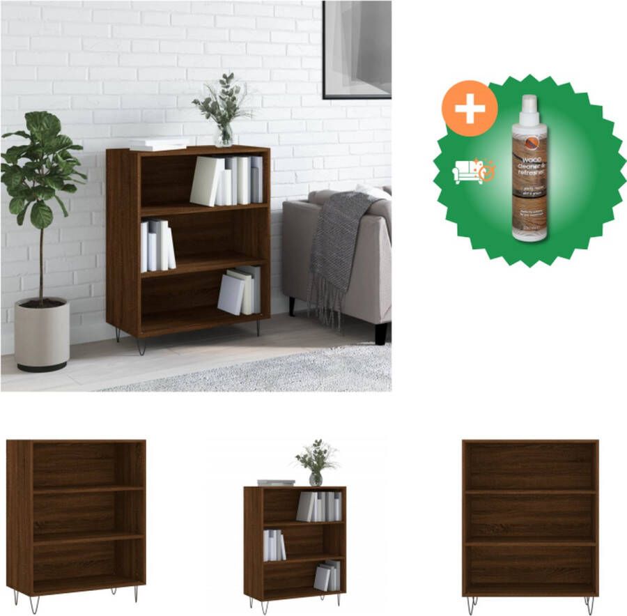 VidaXL Boekenkast 69-5x32-5x90 cm bewerkt hout bruineikenkleurig Kast Inclusief Houtreiniger en verfrisser