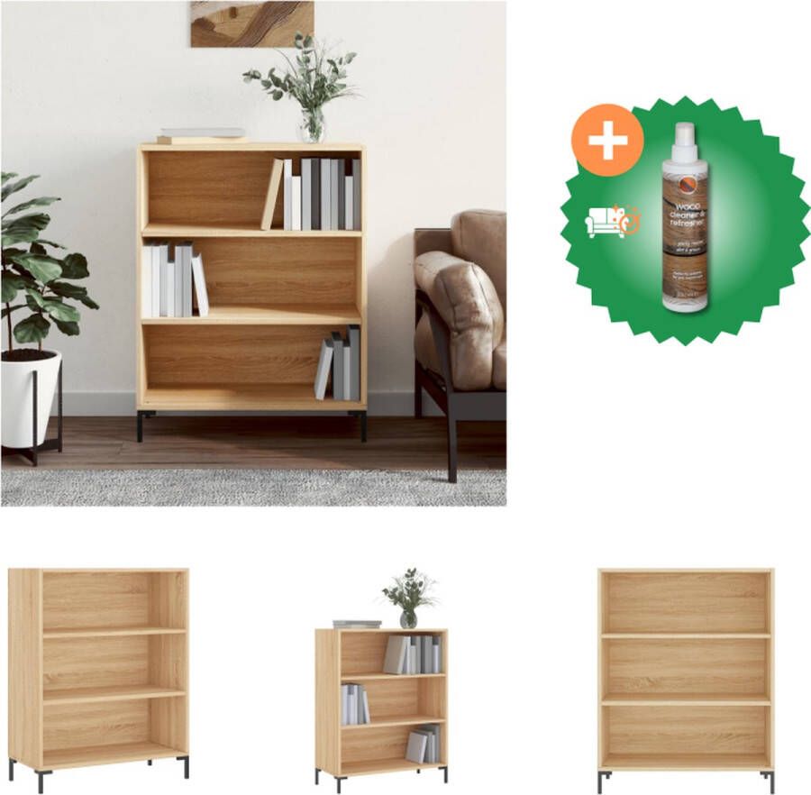 VidaXL Boekenkast 69.5 x 32.5 x 90 cm Sonoma eiken Montage vereist Kast Inclusief Houtreiniger en verfrisser