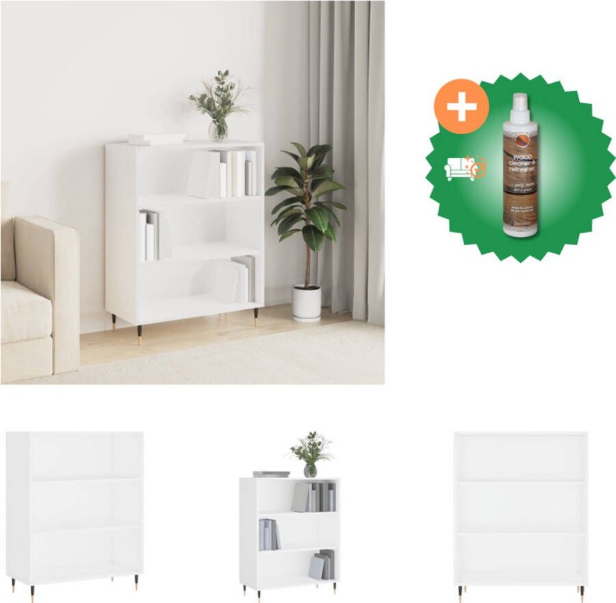 VidaXL Boekenkast Wit 69.5 x 32.5 x 90 cm Stevig bewerkt hout en metaal Kast Inclusief Houtreiniger en verfrisser - Foto 3
