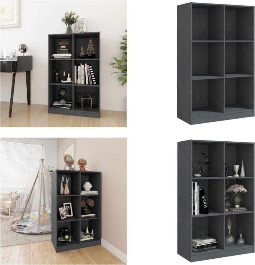 VidaXL Boekenkast 70x33x110 cm massief grenenhout grijs Boekenkast Boekenkasten Houten Boekenkast Houten Boekenkasten