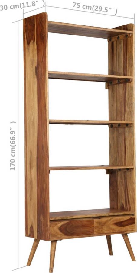 VidaXL -Boekenkast-75x30x170-cm-massief-sheeshamhout