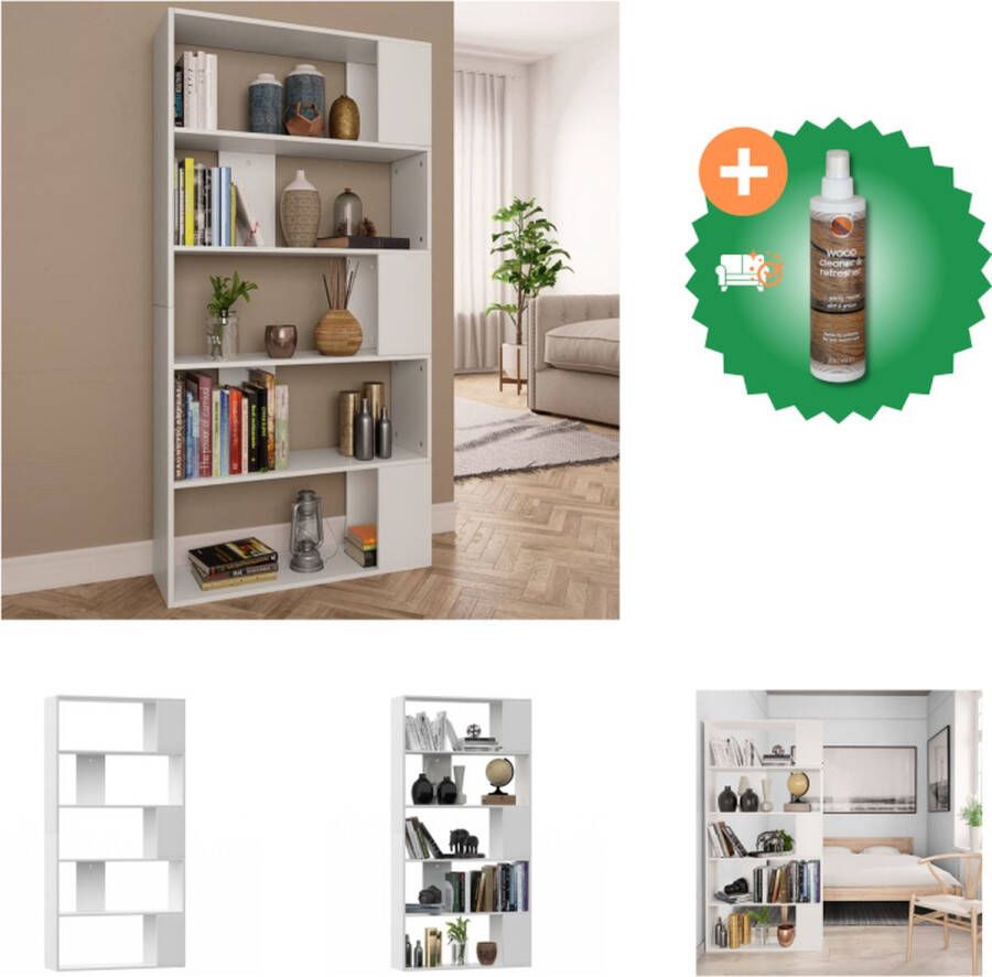 VidaXL Boekenkast 80 x 24 x 159 cm 5 vakken Wit Spaanplaat Kast Inclusief Houtreiniger en verfrisser