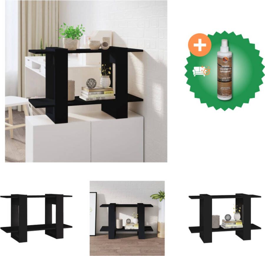VidaXL Boekenkast 80 x 30 x 51 cm Zwart Bewerkt hout Kast Inclusief Houtreiniger en verfrisser