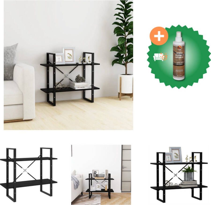 VidaXL Boekenkast met 2 schappen 80x30x70 cm massief grenenhout zwart Kast Inclusief Houtreiniger en verfrisser