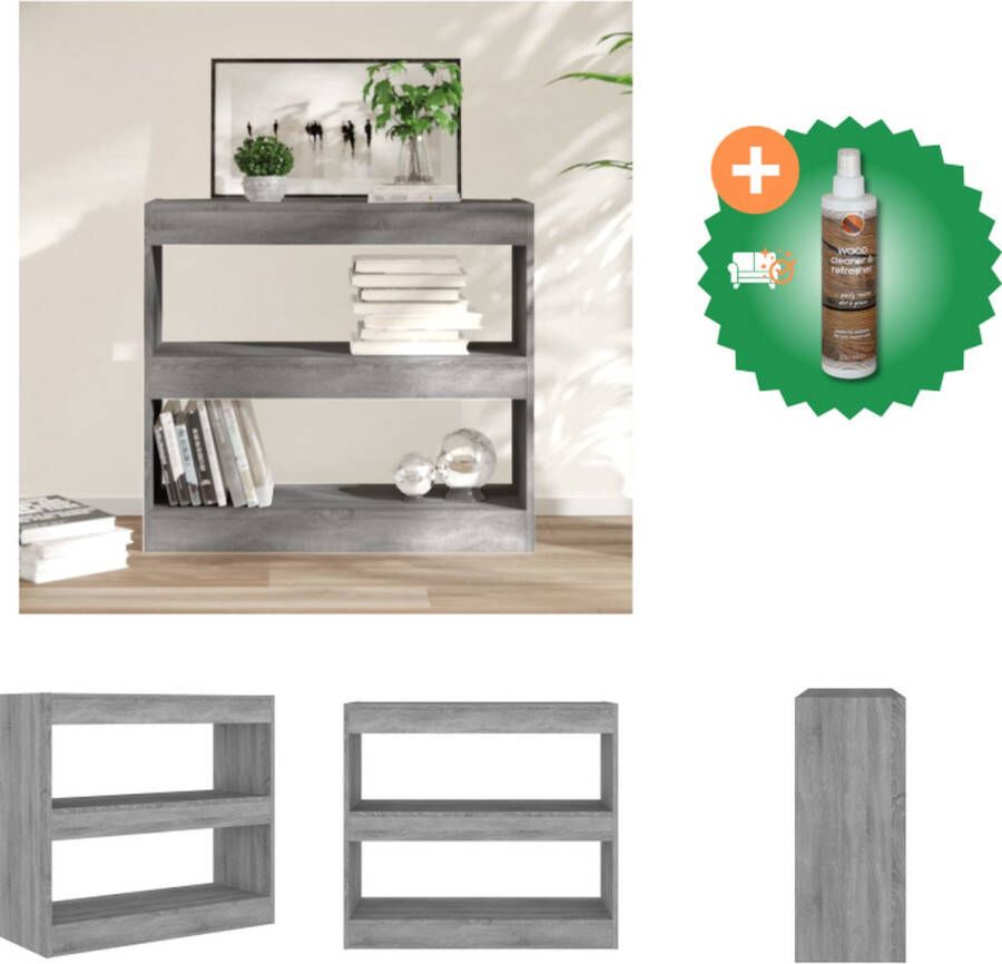 VidaXL Boekenkast kamerscherm 80x30x72 cm grijs sonoma eikenkleurig Kast Inclusief Houtreiniger en verfrisser