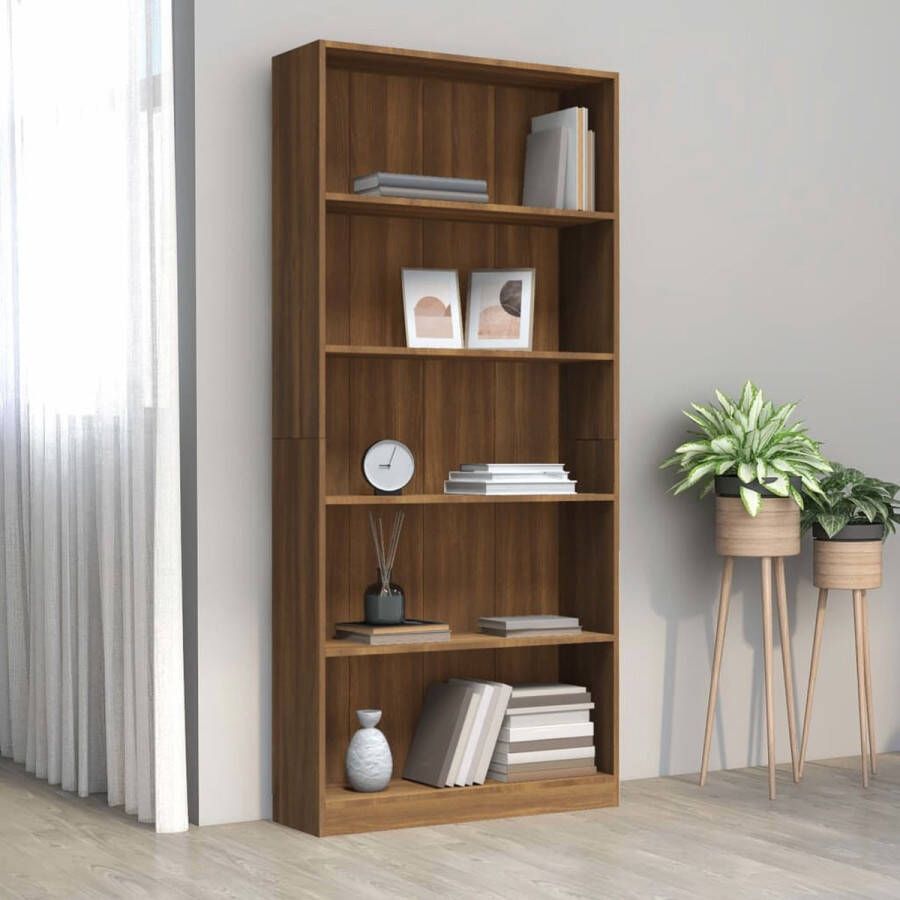 VidaXL -Boekenkast-80x24x175-cm-bewerkt-hout-bruineikenkleurig - Foto 2