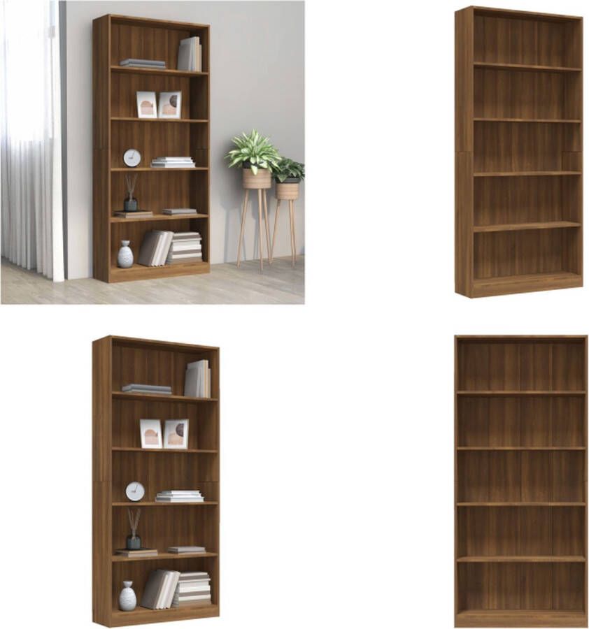 VidaXL Boekenkast 80x24x175 cm bewerkt hout bruineikenkleurig Boekenkast Boekenkasten Boekenschap Boekenstandaard