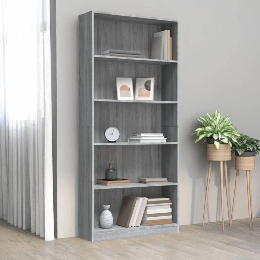 VidaXL -Boekenkast-80x24x175-cm-bewerkt-hout-grijs-sonoma-eikenkleurig