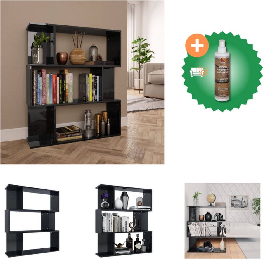 VidaXL Boekenkast kamerscherm 80x24x96 cm hoogglans zwart Kast Inclusief Houtreiniger en verfrisser