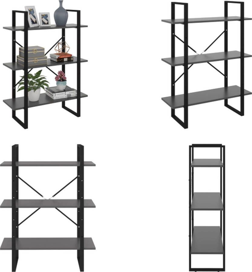 VidaXL Boekenkast 80x30x105 cm bewerkt hout grijs Boekenkast Boekenkasten Kast Kasten