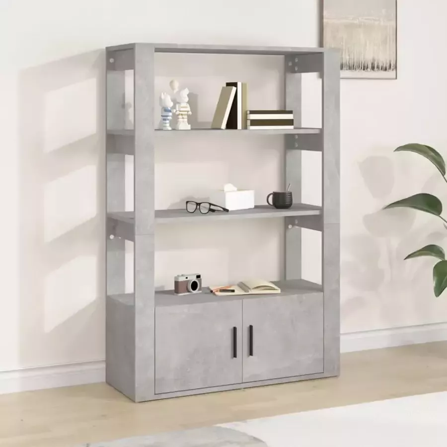 vidaXL Boekenkast 80x30x119 5 cm spaanplaat betongrijs