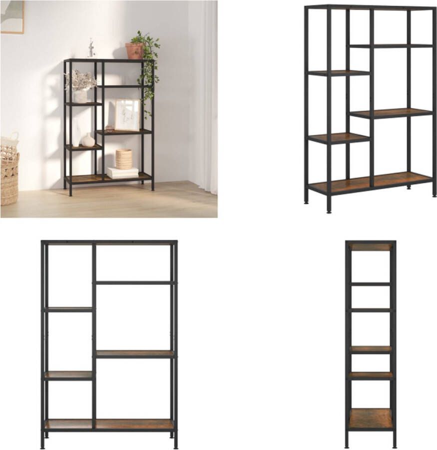 VidaXL Boekenkast 80x30x120 cm staal en bewerkt hout Boekenplank Boekenplanken Staande Boekenkast