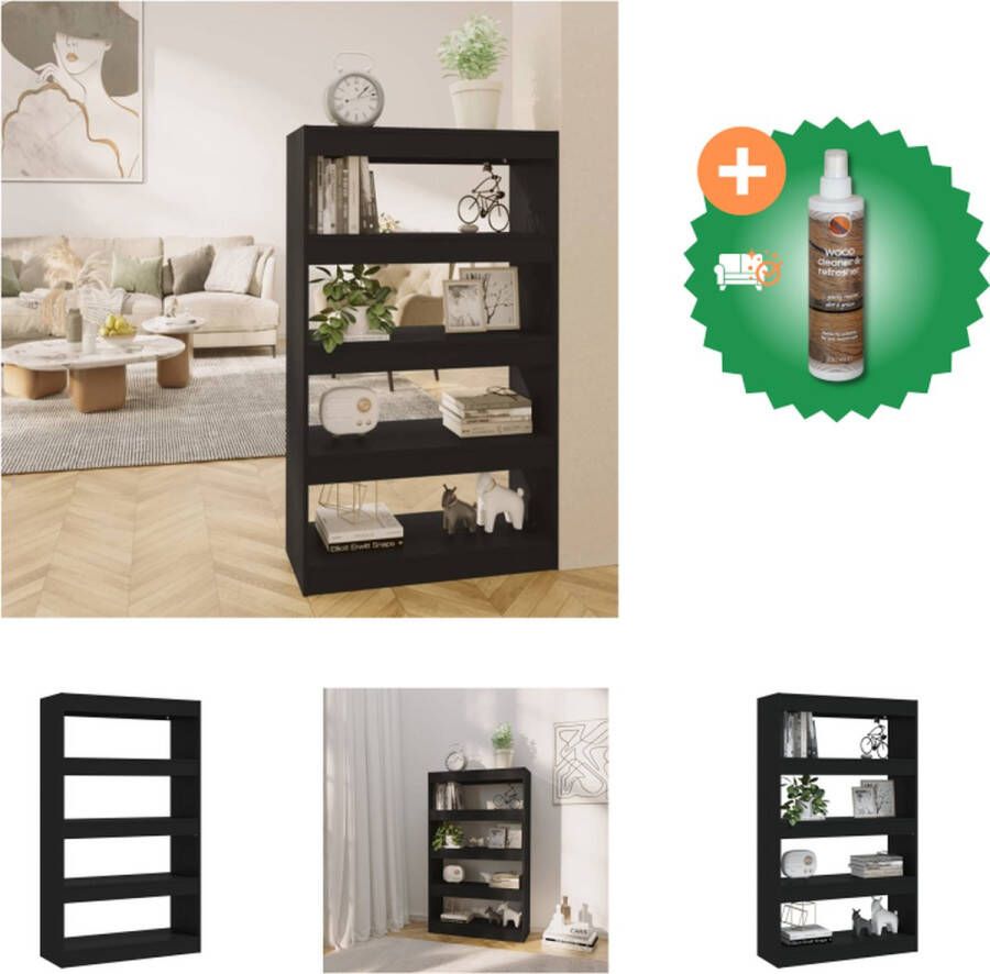 VidaXL Boekenkast kamerscherm 80x30x135 cm spaanplaat zwart Kast Inclusief Houtreiniger en verfrisser