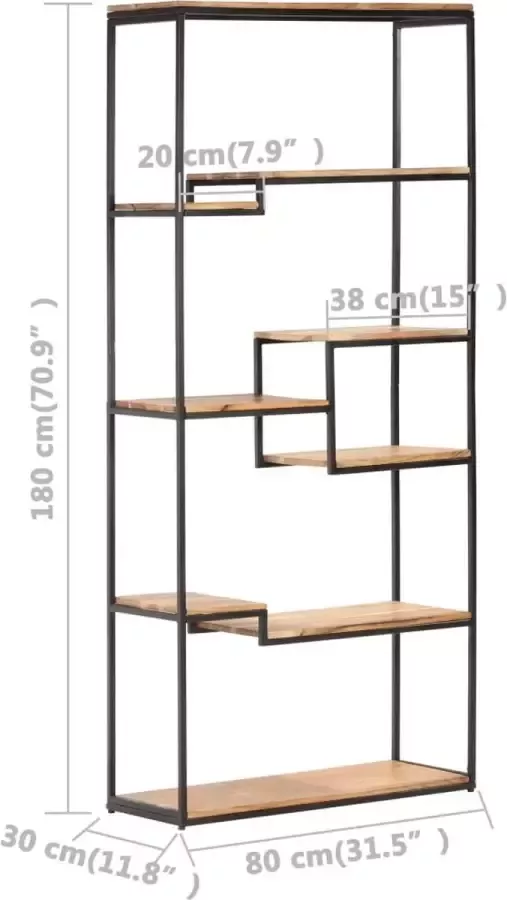 VIDAXL Boekenkast 80x30x180 cm massief acaciahout