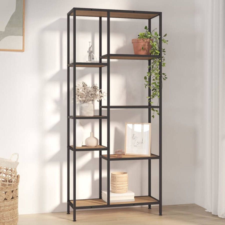 VidaXL -Boekenkast-80x30x180-cm-staal-en-bewerkt-hout