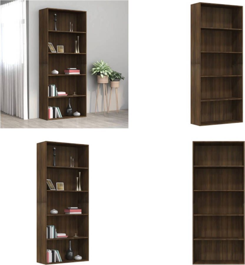 VidaXL Boekenkast 80x30x189 cm bewerkt hout bruineikenkleurig Boekenkast Boekenkasten Boekenschap Boekenstandaard