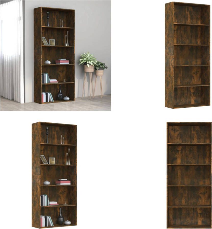 VidaXL Boekenkast 80x30x189 cm bewerkt hout gerookt eikenkleurig Boekenkast Boekenkasten Boekenschap Boekenstandaard