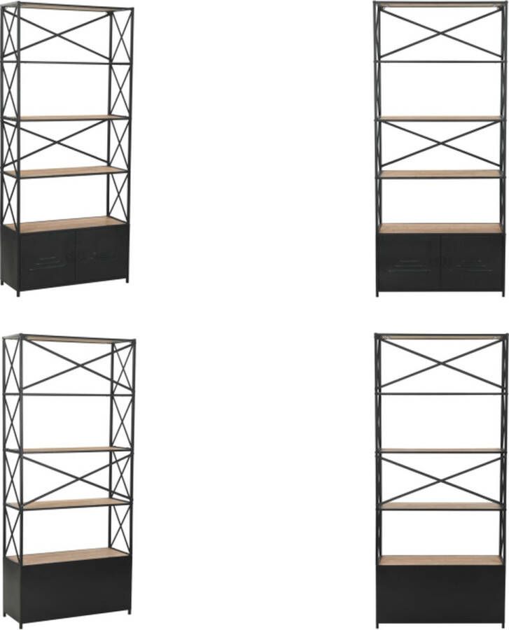 VidaXL Boekenkast 80x32-5x180 cm massief vurenhout en staal Boekenplank Boekenplanken Staande Boekenkast Staande Boekenkasten