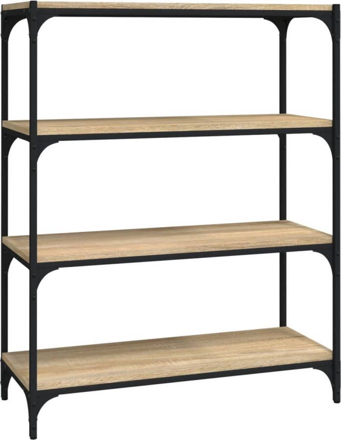 VidaXL -Boekenkast-80x33x100-cm-bewerkt-hout-en-staal-sonoma-eiken