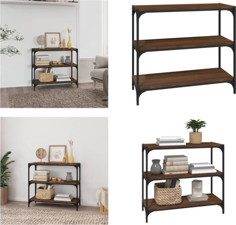 VidaXL Boekenkast 80x33x70-5 cm bewerkt hout en staal bruineikenkleur Boekenkast Boekenkasten Boekenplank Boekenkast