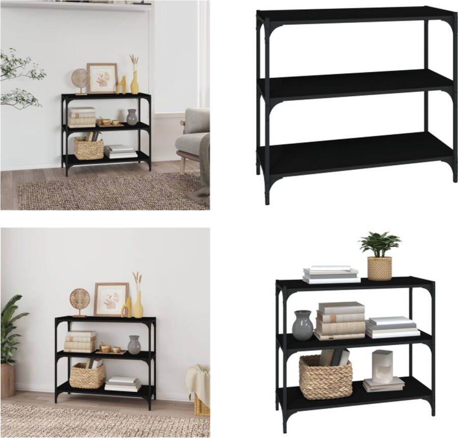 VidaXL Boekenkast 80x33x70-5 cm bewerkt hout en staal zwart Boekenkast Boekenkasten Boekenplank Boekenkast