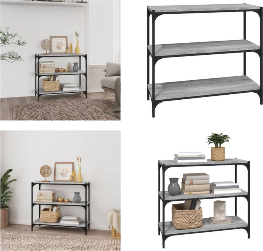 VidaXL Boekenkast 80x33x70 5 cm hout en staal grijs sonoma eikenkleur Boekenkast Boekenkasten Boekenplank Boekenkast