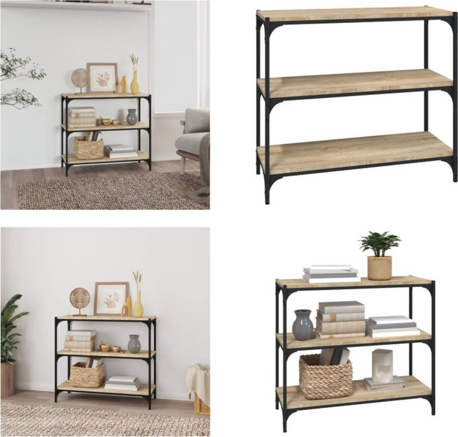 VidaXL Boekenkast 80x33x70-5 cm hout en staal sonoma eikenkleur Boekenkast Boekenkasten Boekenplank Boekenkast