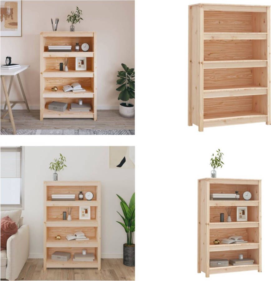 VidaXL Boekenkast 80x35x126 cm massief grenenhout Boekenkast Kast Boekenplank Opbergruimte