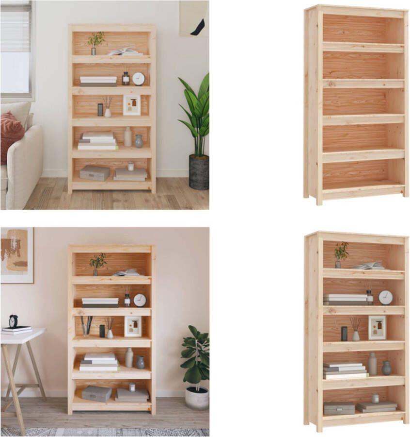 VidaXL Boekenkast 80x35x154 cm massief grenenhout Boekenkast Kast Boekenplank Opbergruimte