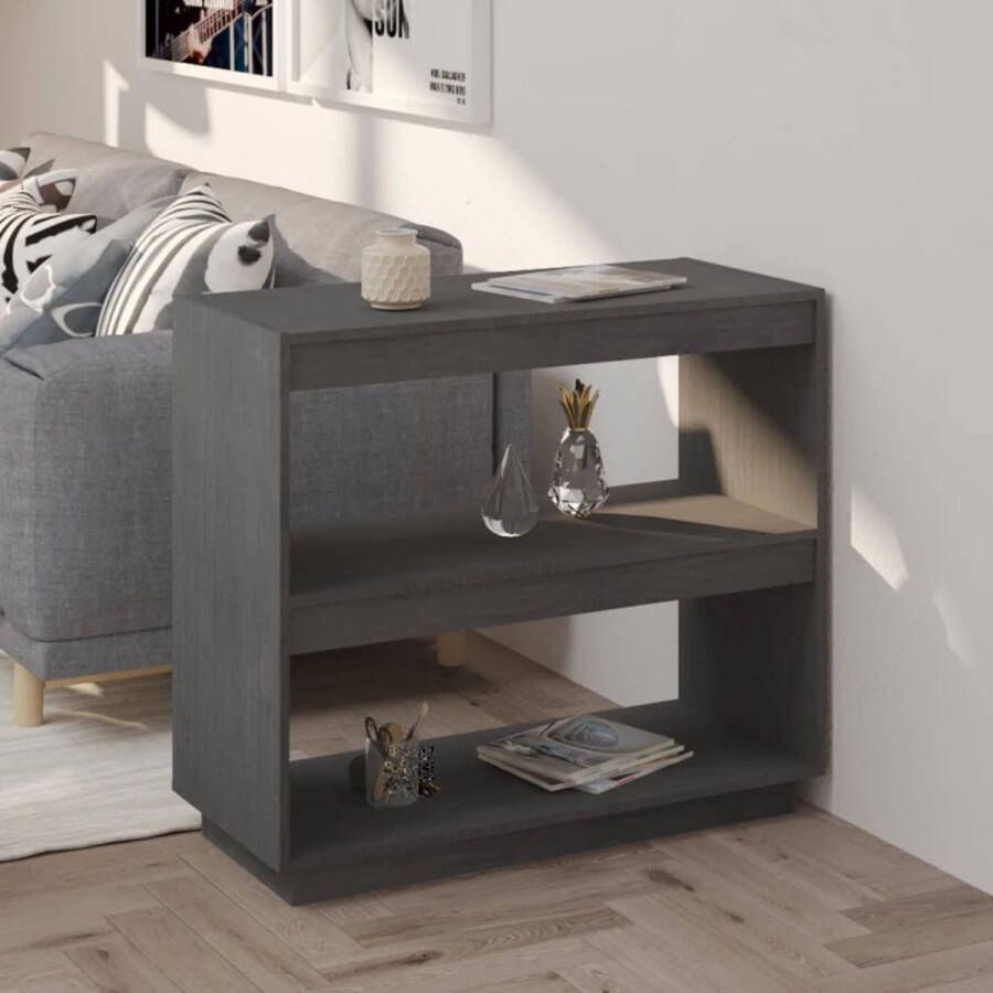 VidaXL -Boekenkast-80x35x71-cm-massief-grenenhout-grijs