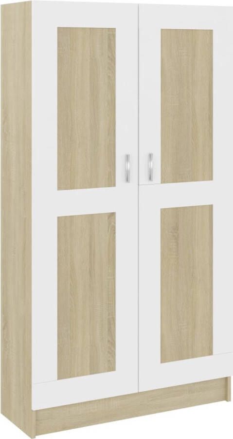 VidaXL -Boekenkast-82 5x30 5x150-cm-bewerkt-hout-wit-sonoma-eikenkleur - Foto 2