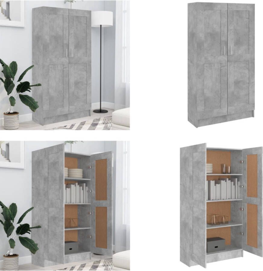 VidaXL Boekenkast 82-5x30-5x150 cm spaanplaat betongrijs Boekenkast Boekenkasten Boekenschap Boekenschappen