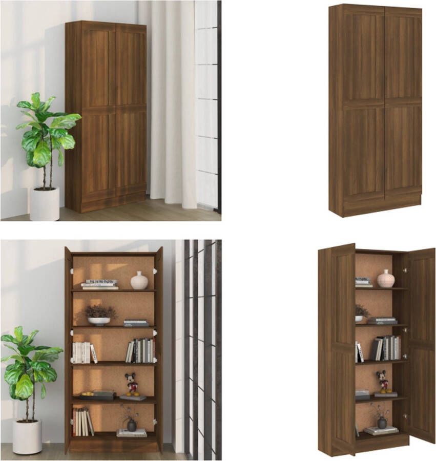 VidaXL Boekenkast 82-5x30-5x185-5 cm bewerkt hout bruineikenkleurig Boekenkast Boekenkasten Boekenschap Kantoorkast