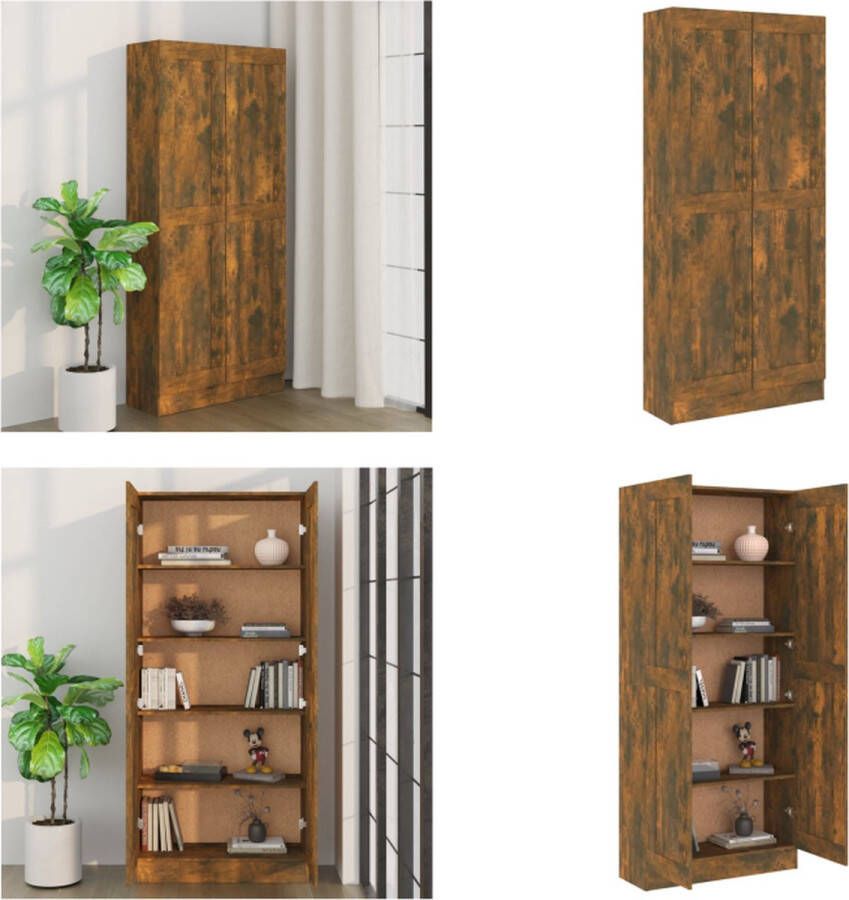 VidaXL Boekenkast 82 5x30 5x185 5 cm bewerkt hout gerookt eikenkleurig Boekenkast Boekenkasten Boekenschap Kantoorkast - Foto 2