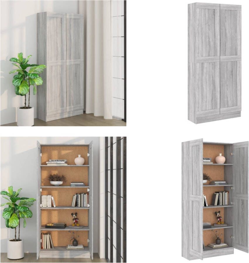 VidaXL Boekenkast 82 5x30 5x185 5 cm bewerkt hout grijs sonoma eiken Boekenkast Boekenkasten Boekenschap Kantoorkast