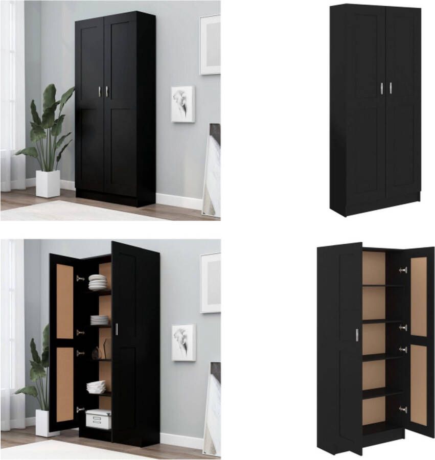 VidaXL Boekenkast 82 5x30 5x185 5 cm bewerkt hout zwart Boekenkast Boekenkasten Boekenschap Boekenschappen