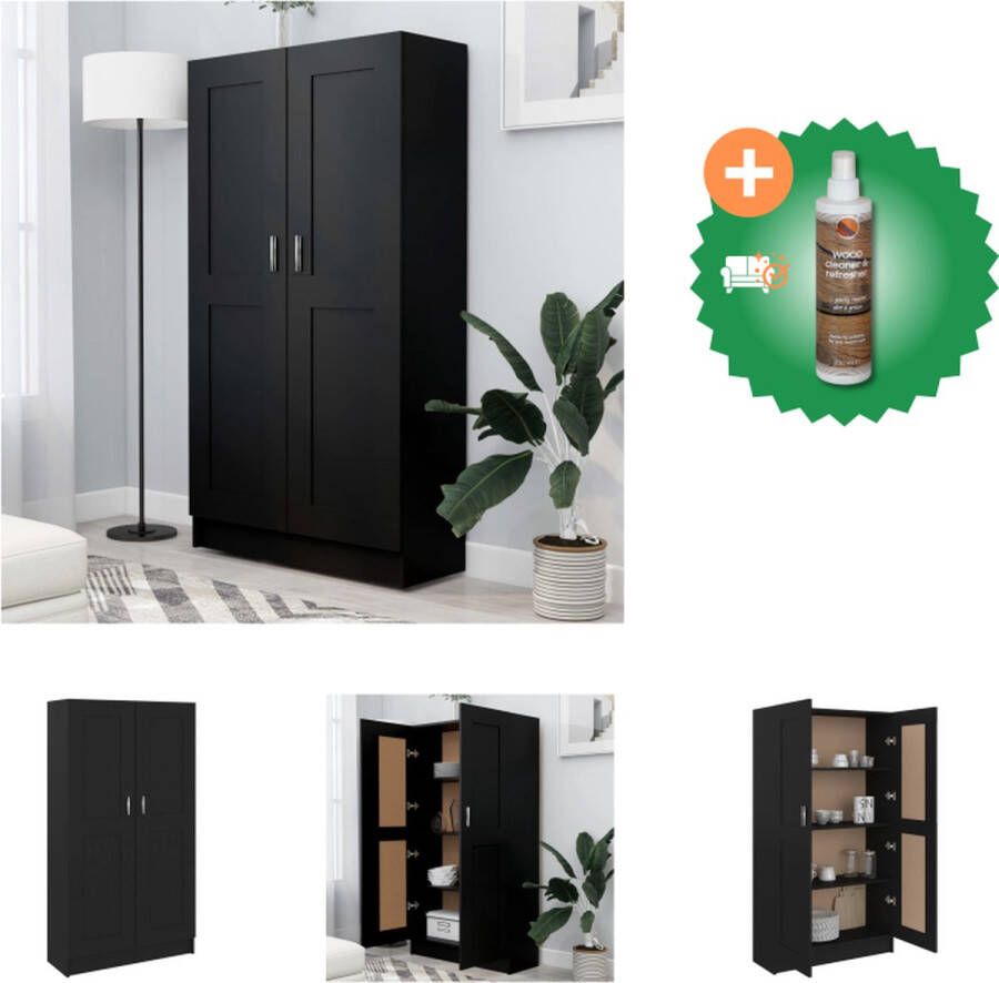 VidaXL Boekenkast 82-5x30-5x150 cm spaanplaat zwart Kast Inclusief Houtreiniger en verfrisser