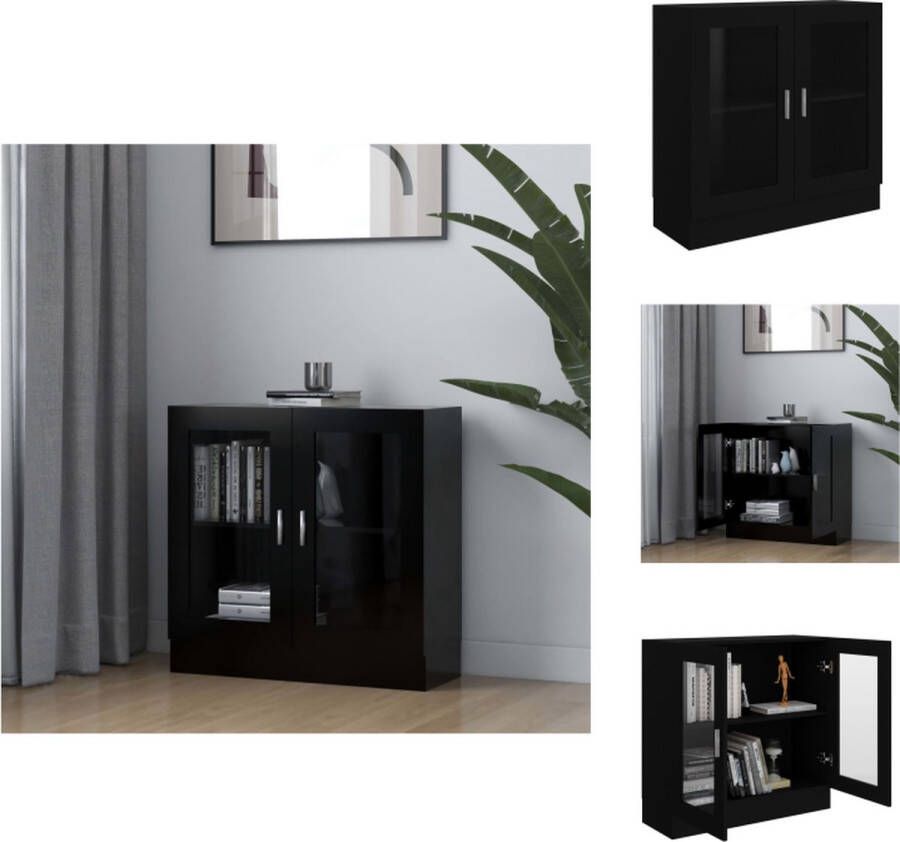 VidaXL Vitrinekast Vitrinekasten Vitrine Vitrines Vitrinekast 82 5x30 5x80 cm bewerkt hout zwart