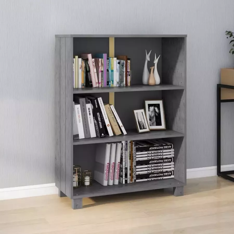 VidaXL -Boekenkast-HAMAR-85x35x112-cm-massief-grenenhout-donkergrijs