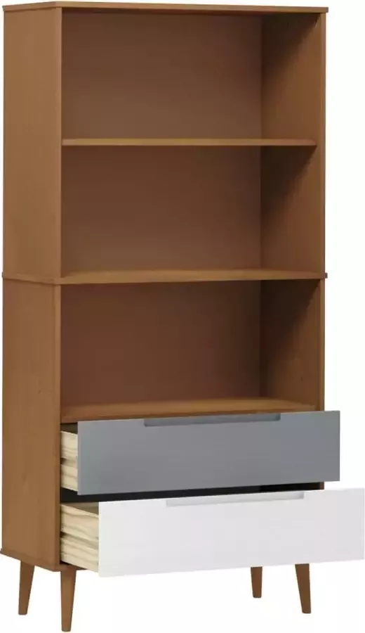 VidaXL -Boekenkast-MOLDE-85x35x170 5-cm-massief-grenenhout-bruin - Foto 3