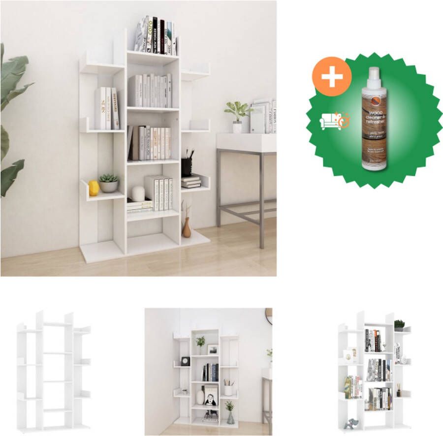 VidaXL Boekenkast 86 x 25.5 x 140 cm wit bewerkt hout Kast Inclusief Houtreiniger en verfrisser