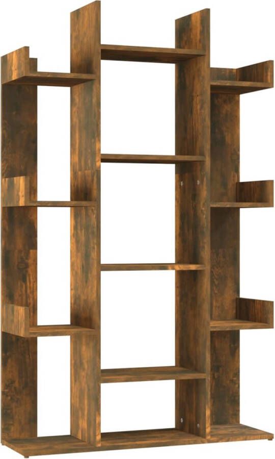 VidaXL Boekenkast Gerookt Eiken 86x25 5x140 cm Boekenkast Houten Boekenkast Trendige Boekenkast Bruine Boekenkast Boekenplank Opslagruimte Woonaccessoires
